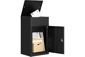 HEYCODE Large Package Delivery Boxes for Outside, Anti-Theft Steel Parcel Box with Coded Lock, Waterproof Weather Resistant Package Mailbox, Package Delivery Box for Porch, Fence, Curbside (Medium)