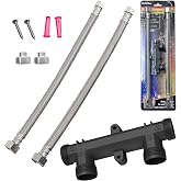 WP596816 Sensor Valve Kit Fit for watts premier 500800&amp;500805 &amp; grundfos up comfort Instant Hot Water Recirculating Pump System, Include Two 12" Supply Lines &amp; Two 1/2" x 3/8" Reduced Fittings