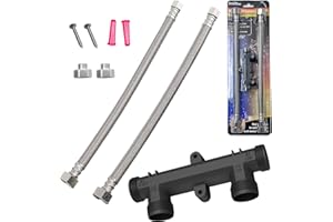 SXMPRAIL WP596816 Sensor Valve Kit Fit for watts premier 500800&500805 & grundfos up comfort Instant Hot Water Recirculating Pump System, Include Two 12" Supply Lines & Two 1/2" x 3/8" Reduced Fittings
