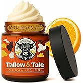 Tallow And Tale Grass-Fed & Finished Organic Tallow Cream | Face & Body Moisturizer | For Sensitive, Dry & Irritated Skin (4 OZ, Citrus Burst - Orange, Lemongrass, Rosemary & Frankincense)