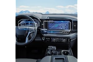 WEIPIN For 2pcs Glossy Tempered Glass 2022 2023 2024 2025 2026 Silverado& Sierra 1500 & 2024 2025 2026 Silverado& Sierra 2500 3500 13.4In Navi & 12.3In Dash (No Buttons on the Screen) Screen Protector
