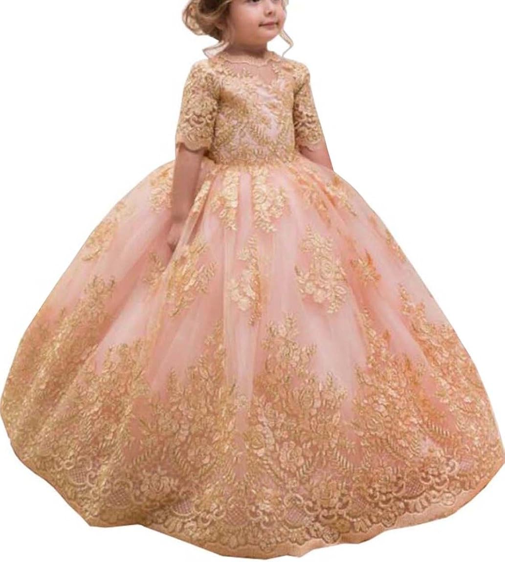 pink princess flower girl dresses