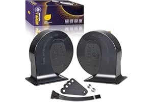 FARBIN 12V Car Horn 130dB Waterproof Motorcycle Horn with High/Low Tone for Car Moto Truck SUV (Black)