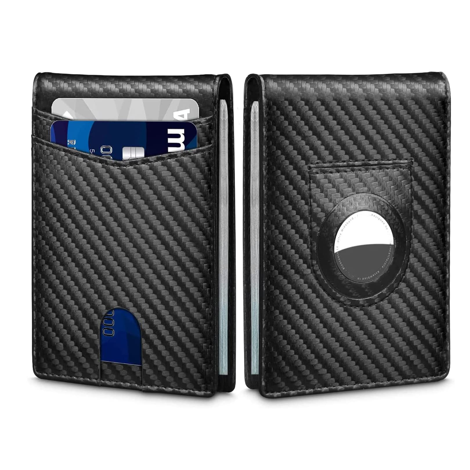 Slim Minimalist Wallet for AirTag,RFID Blocking Wallet Bifold Leather Wallets Mens,Front Pocket Wallet with ID Window Card Holder ,Mens Wallets Card Holder,Leather Wallet Slim Wallet for Men and Women