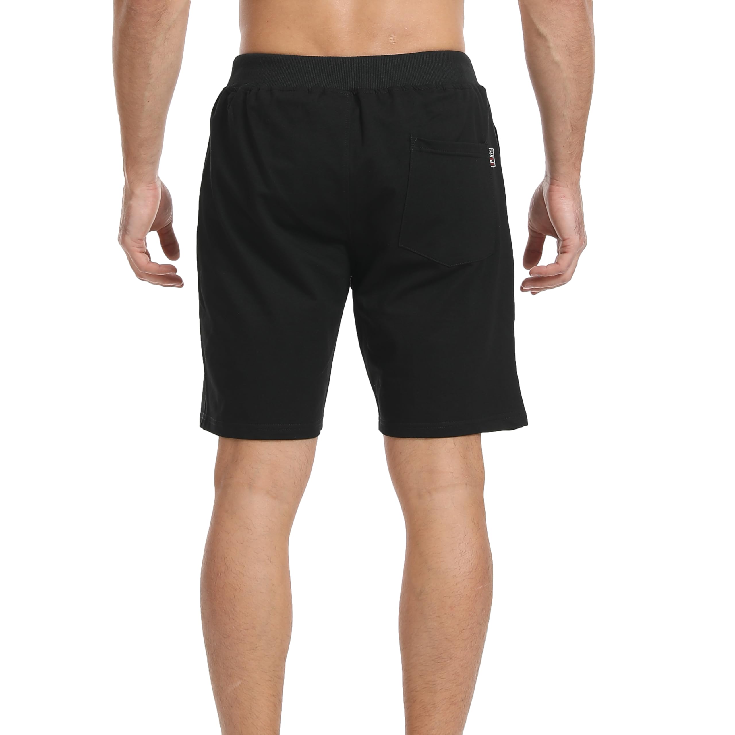 JustSun Sport Shorts Herren Kurze Hose Sommer beiläufig Baumwolle Elastische Taille Sweat Shorts Schwarz Small 2