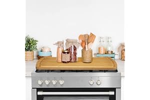 FASHIONWU Wood Stove Top Cover Board, Noodle Board Stove Cover for Gas Stove and Electric Stove, Wooden Stovetop Cover Cutting Board for Counter Space