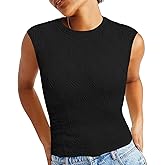 MLXSJ Women's Summer Tank Tops Basic Crew Neck Cute Sleeveless Slim Fit Tops