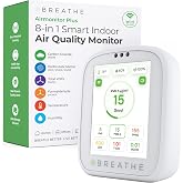 BREATHE Airmonitor Plus Gen 2 Indoor Air Quality Monitor, CO2, PM2.5, TVOC | Professional-Grade NDIR Sensor, PM1, PM10, TVOC, Formaldehyde, Smart Alerts, 90-Day History, CSV Export. 6 Hour Battery Life.