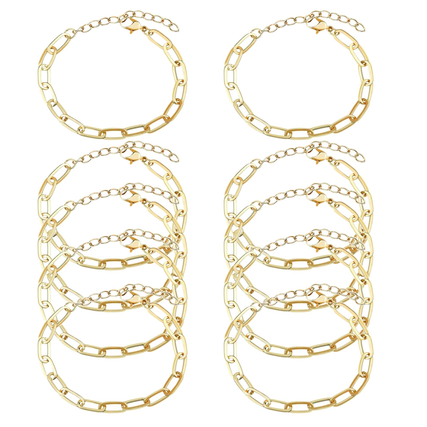 Photo 1 of 10pcs Chain Bracelets Kit Alloy Link with Lobster Clasps for Christmas DIY Women Jewelry Findings Bracelet Making (Gold)