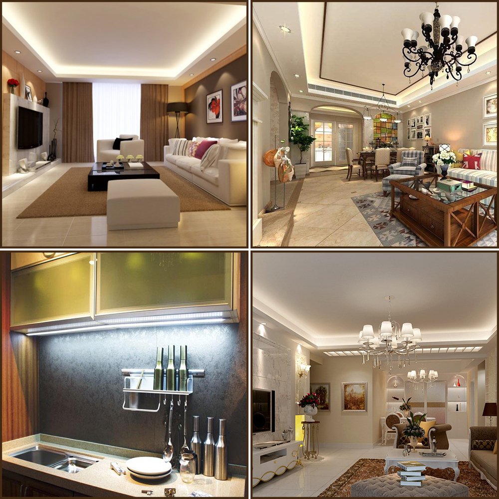 GALYGG Warm White SMD 5050 Waterproof LED Strip Lights with DC 12V 2A Power Adapter,16.4ft/5m 300 Units,Tape Light for Garden,Home,Kitchen,Car,Bar Lighting