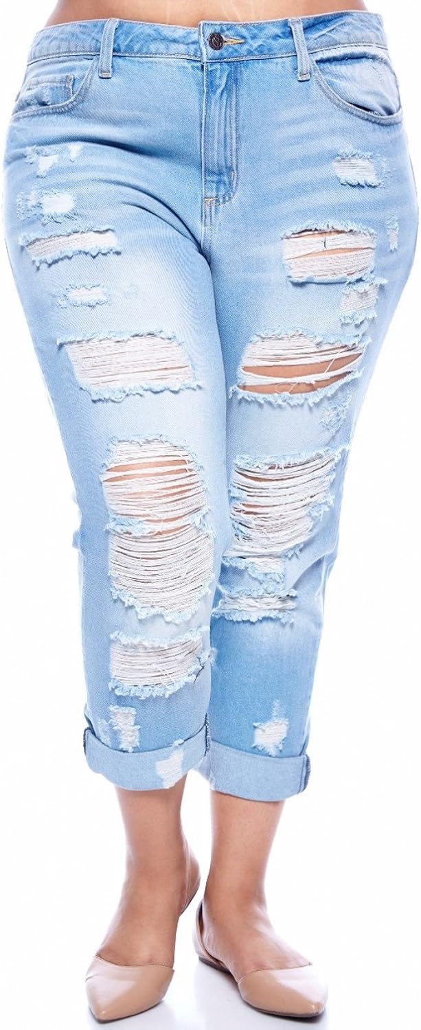 plus size ripped boyfriend jeans