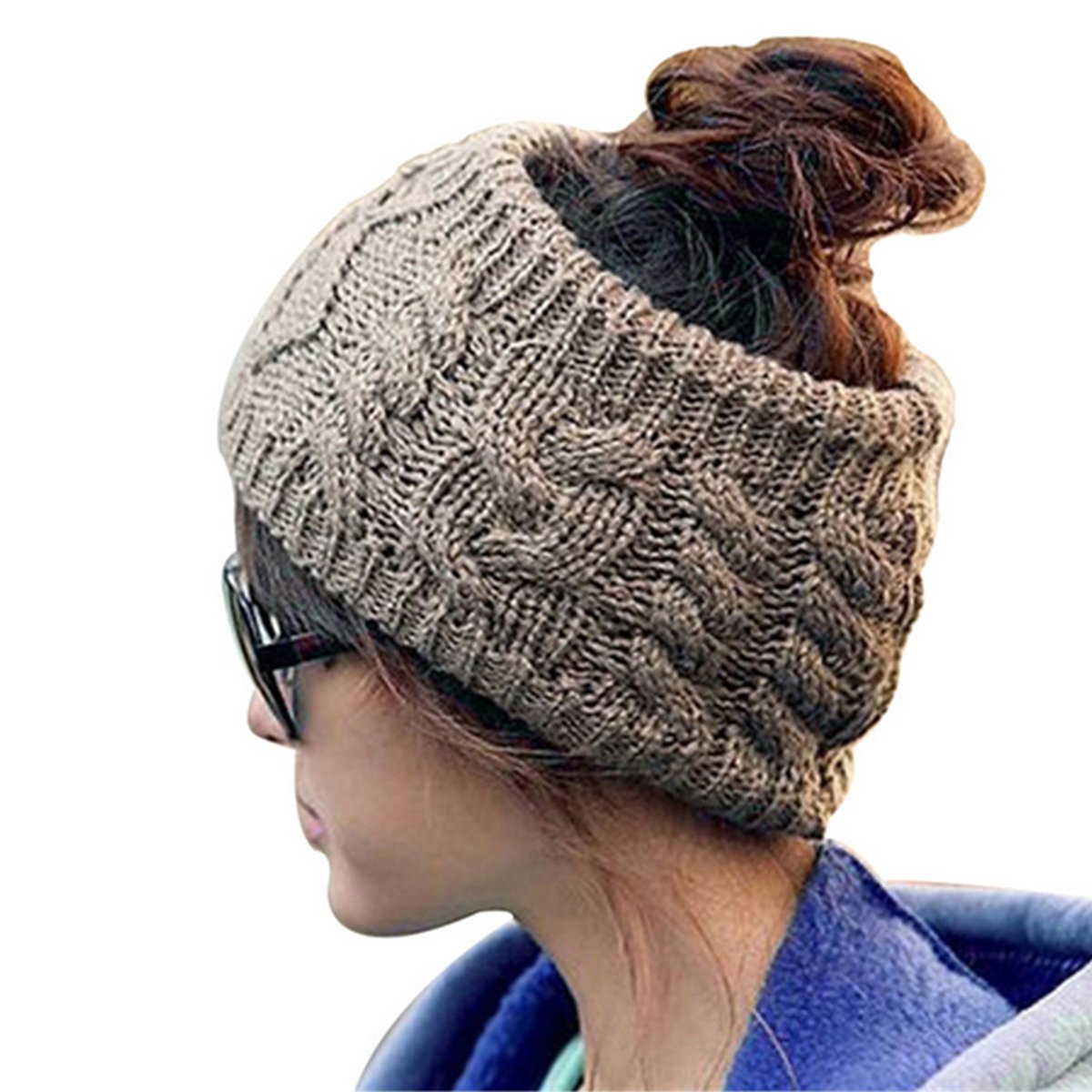 LONGQI à Tricoter Bandeau d\'hiver pour Femme Chaud Chapeau Ski Capuchon en Tricot Bandeau