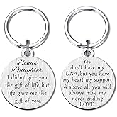 MXRSDF Bonus Daughter Gifts, Stepdaughter Keychain for Mothers Day Graduation Christmas Birthday