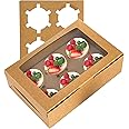 Jucoan 50 Pack Kraft Cupcake Box with Insert and Window Hold 6 Standard Cupcake, Food Grade Cupcake Carrier Container, Brown 