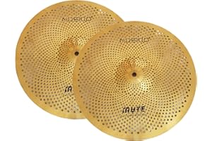 Mosico Low Volume HiHats Cymbal 14" Golden High Hat Quiet Drum Practice Cymbal For Drum Set (14"HH)