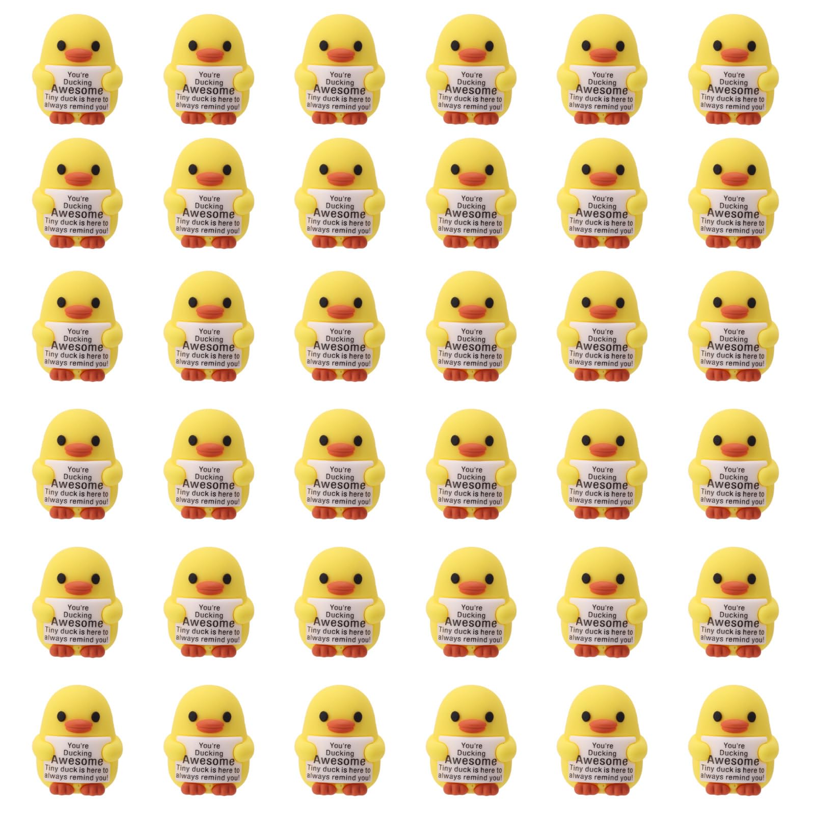 Lyreh 40pcs Mini PVC Ducks, Emotional Support Positive Duck with Positive Message Card Mini Decorations Birthday Inspirational Gift for Friend Families Colleague Staff Teacher