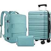 Romtour 3 Piece Luggage Set 20 Inch Carry On Suitcase with Spinner Wheels, PC Hard Shell TSA Lock, Expandable & Fully Lined Interior, Airline Approved