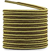 DELELE 2 Pair Round Boot Laces Outdoor Hiking Walking Shoelaces Dual Coloured Striped Shoe Lace Work Shoe Strings