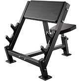AOWINNOX Fitness Adjustable Arm Bicep Tricep Preacher Curl Bench and Machine，Seated Barbell Dumbbell Workout Equipment Station for Home Gym