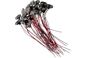 OAAXBBECCO 25 Pcs 9V Battery Clip Connector Battery Buckle Wire Connectors Short Cable Connection 15cm Length (T Type Leather Shell)