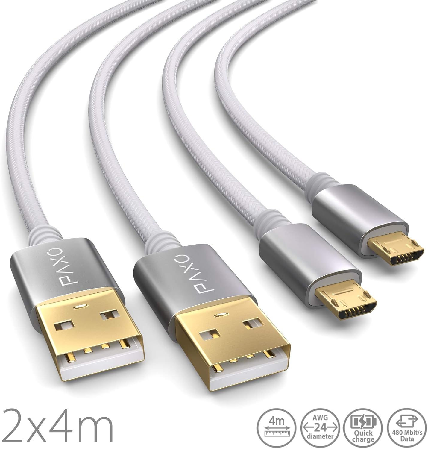 2x 4m Nylon Ps4 Charger Cable For Playstation 4 Amazon Co Uk Electronics