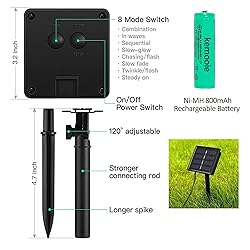 kemooie 2 Packs Solar Fairy Lights, 100 LED 33FT 8