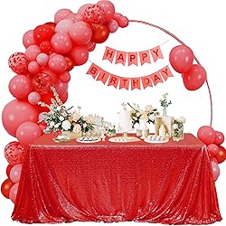 FYLEDAEE Red Sequin Tablecloth Rectangular 50X80
