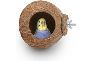 Hypeety Pet Bird Breeding Nest Coconut House Swing Ladder Toys Parrot Parakeets Finches Hamster House Natural Nest Lovebird Cage Hanging Swing Perch (C:Coco Cage Perch Toy)