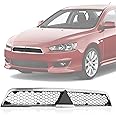 CarPartsDepot Front Chrome Frame Bumper Grille Assembly Grill Black Mesh Insert Compatible For Mitsubishi Lancer 2008-2015 DE ES GTS SE Submodels For Non Turbo Models Only