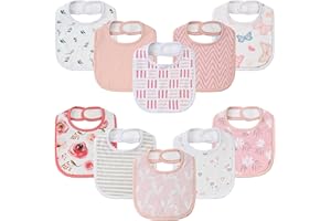 EGMAO BABY Baby Snap Bibs for Boys Girls,10 Pack Bandana Drool Bibs with Snap,Organic Cotton Snap Closure Bibs for Newborn