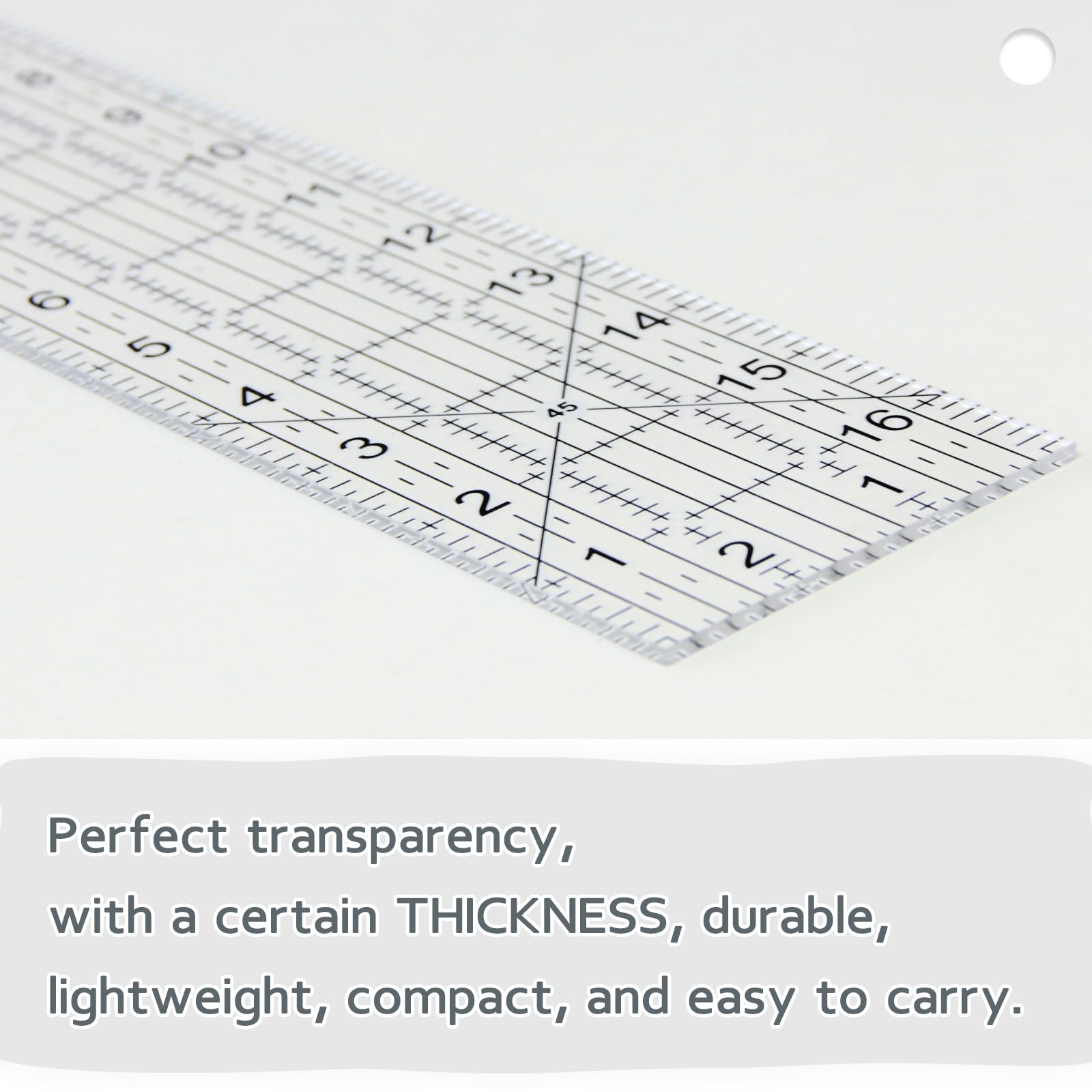 Acrylic Quilters Ruler,Sewing Ruler,3-Inch by 17-Inch, Non Slip Rings 15 Pieces for Quilting and Sewing (Clear)