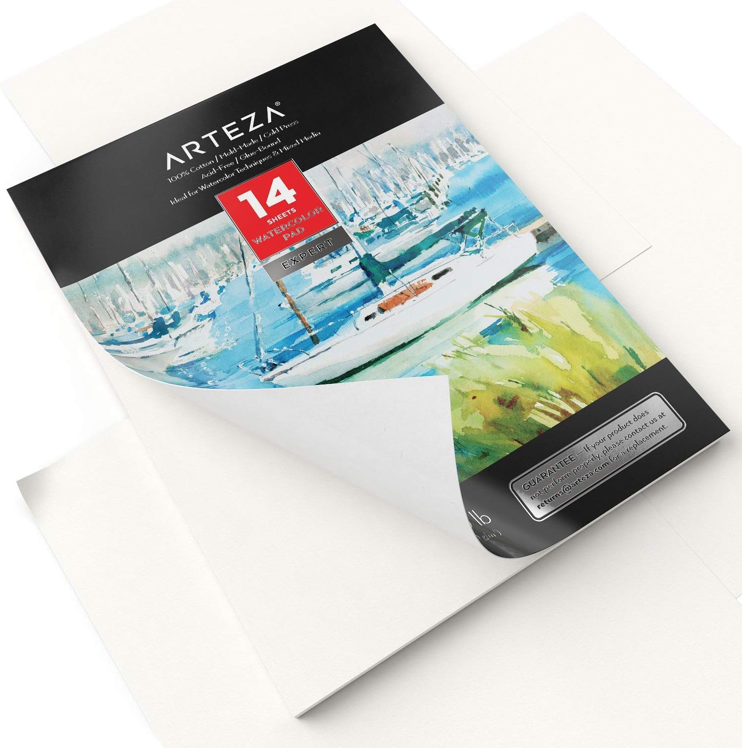 ARTEZA Watercolor Paper 9x12 Inch, Pack of 2, 64 Sheets (140lb/300gsm), Cold Pressed Art Sketchbook Pad for Painting & Drawing, Wet, Mixed Media: Arts, Crafts & Sewing