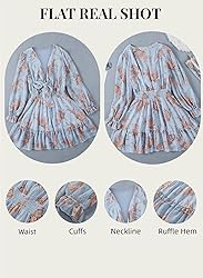 AlvaQ Womens Sexy Deep V Neck Tie Front Floral