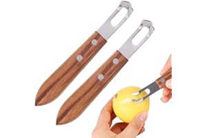 Lyreh 2pcs Lemon Zester Channel Knife, 5.5x0.8in Stainless Steel Wood Citrus Cocktails Peeler Tool Effortless Channel Knife P