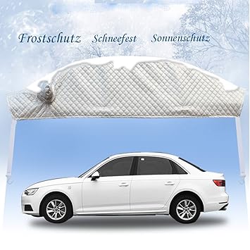 AiYoYo Sonnenschutz Autoabdeckung Autoplanen Halbgarage 2-Schicht Auto Garage Mit Hochwertige Aluminiumfolie UV-Schutz Guter 