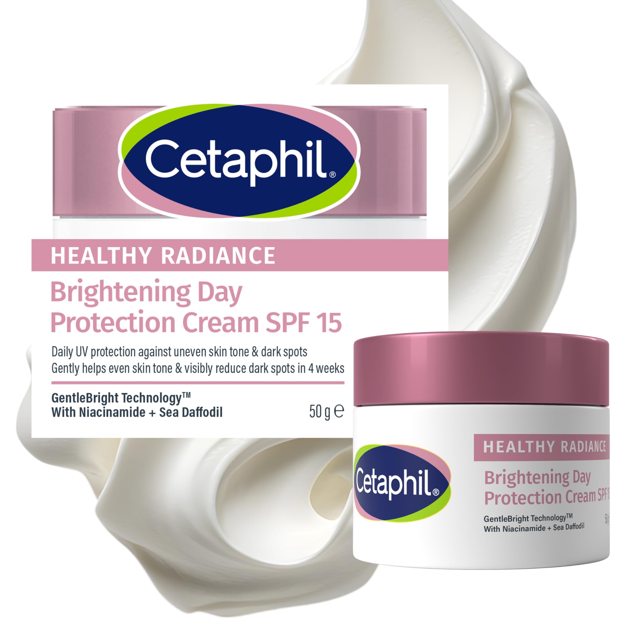 Cetaphil Day Cream SPF 15, 50g, Healthy Radiance Brightening Face Moisturiser For Hyperpigmentation, With Niacinamide