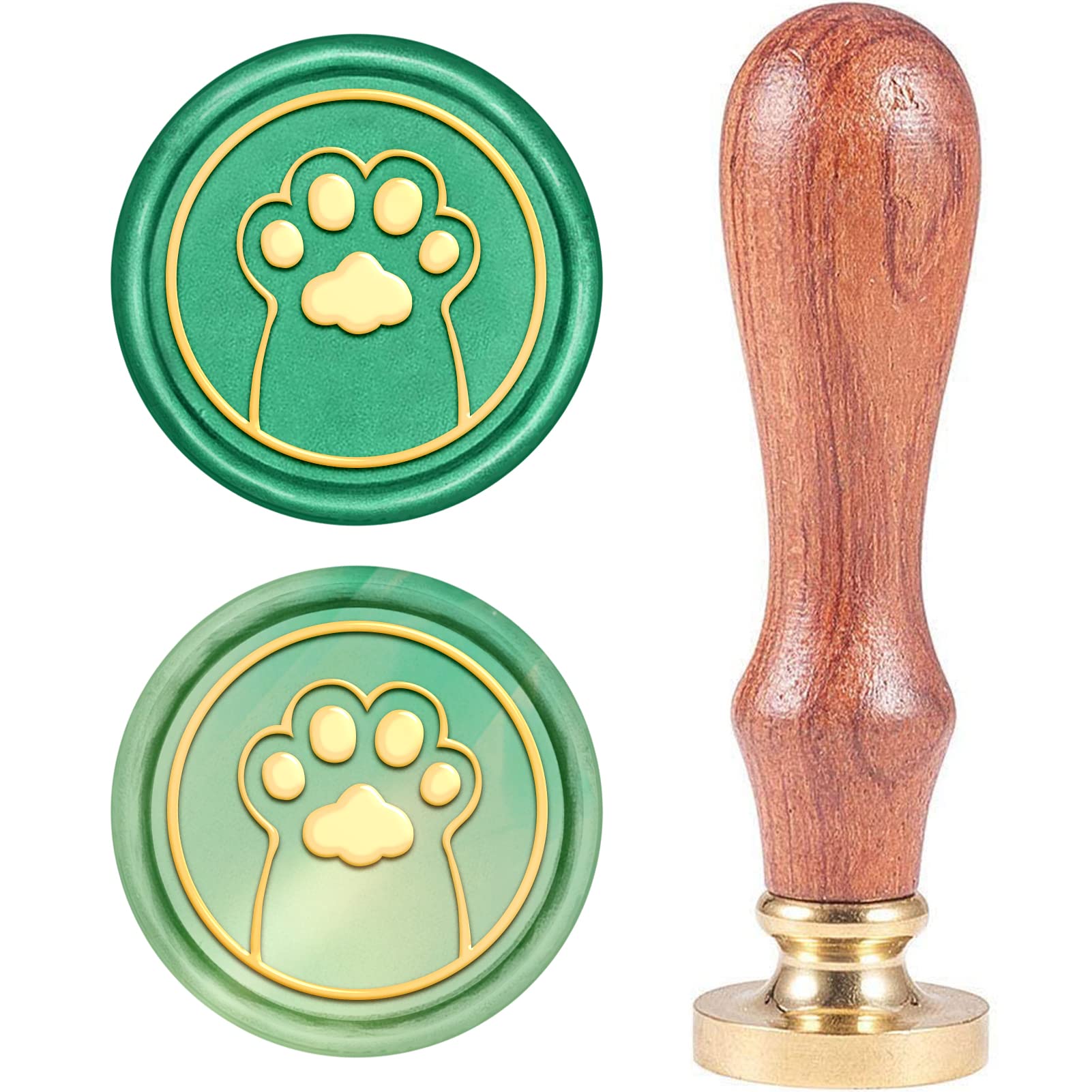 CRASPIRE Wax Seal Stamp, Vintage Wax Sealing Stamps Dog Paw Retro Wood Stamp Removable Brass Head 25mm for Wedding Envelopes Invitations Embellishment Bottle Decoration Gift Packing