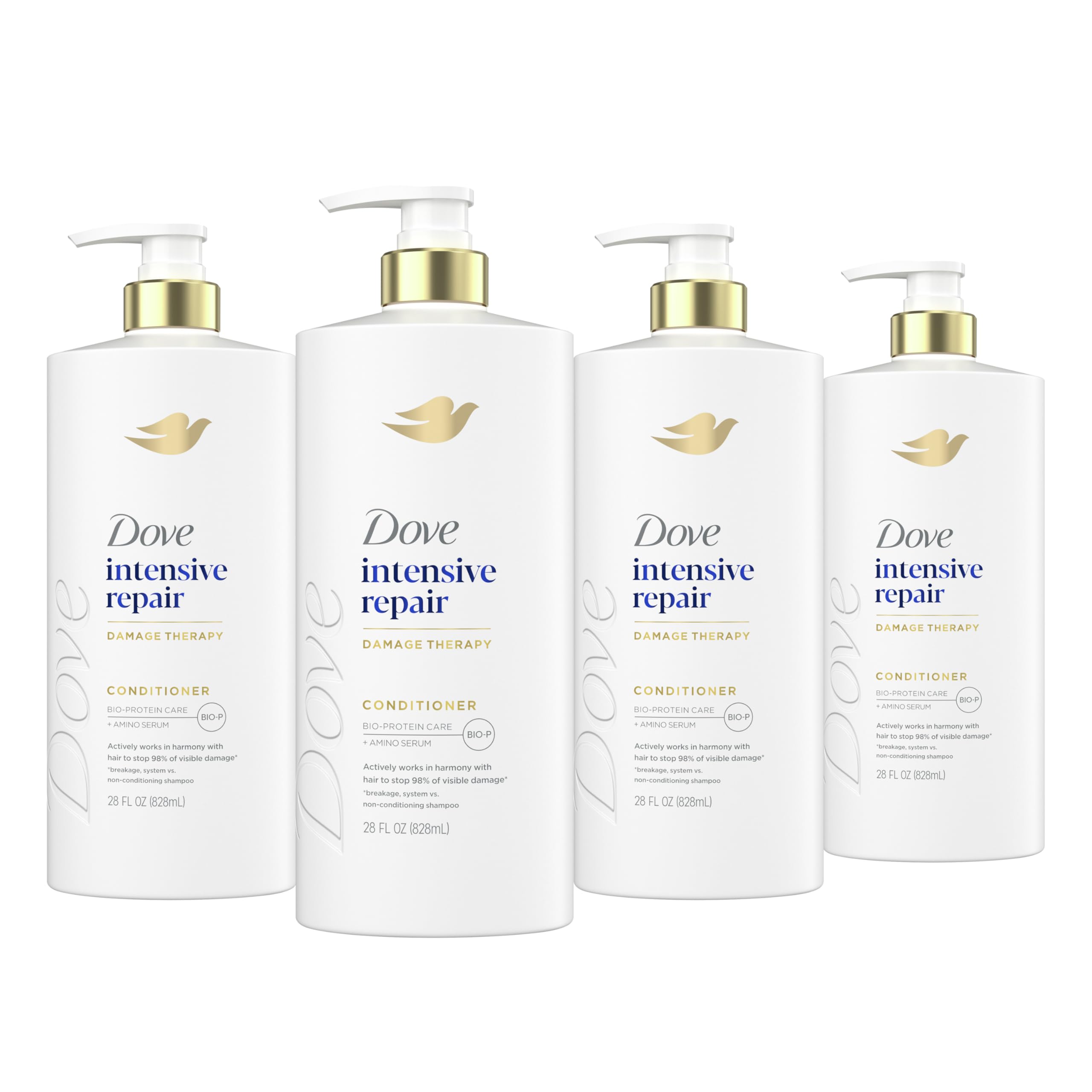 Dove Conditioner 4 Pack Intensive Repair for Damaged Hair with Bio-Protein Care Technology and Amino Serum 28 Fl Oz Image