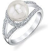 The Pearl Source 9-10mm 14K Gold Plated Sterling Silver Cultured Pearl Tessa Ring for Women