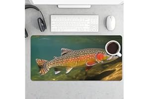 Brook Trout Fly Fishing Gaming Mouse Pad 12x24 Inch Desk Pad Protector Waterproof Non-Slip Rubber Base Keyboard Mat Extra Lar