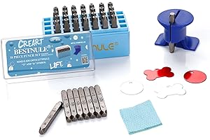 BESTNULE Metal Stamping Kit, Number and Letter Stamp Set (A-Z, 0-9 and &, Love Symbol), Industrial Grade Hardened Carbon Steel, Perfect for Metal, Wood, Plastic, Leather (5/32", 4MM)