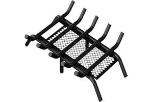 HongTaok 17 Inch Fireplace Grate with Removable Ember Retainer, Heavy Duty Cast Iron Fireplace Log Grate, Fire Grates for Chimney Hearth, Firewood Burning Grates, Cleaner More Efficient, Black