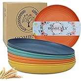 Homienly Deep Dinner Plates Set of 8 Alternative for Plastic Plates Microwave and Dishwasher Safe Wheat Straw Plates for Kitchen Unbreakable Kids Plate Set with 4 Colors (Classic Bright, 9 inch)