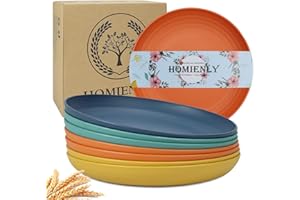 Homienly 10 inch Deep Dinner Plates Set of 8 Alternative for Plastic Plates Microwave and Dishwasher Safe Wheat Straw Plates 