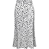 Raincol Womens Leopard Print Skirt Trendy Summer Midi Long Length Silk Satin High Waist Elastic Skirts