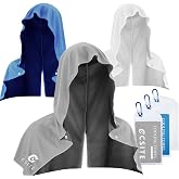 CSITE 3 Pack Cooling Hoodie Towels for Neck and Face, UPF 50 Sun Protection &amp; Instant Cooling, Ice Towels for Hot Weather, Soft Breathable Towel for Sport, Work Out, Gym, Camping &amp; More Activities