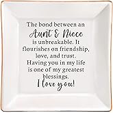 AZVAUUY Aunt Gifts from Niece Ceramic Jewelry Ring Dish Gifts for Aunt & Niece Birthday Mother’s Day Christmas Valentines Thanksgiving Wedding Day Present