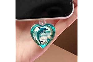Crystal Heart Dolphin Dust Plug Acrylic Charms for electronic products,Type-C Charging Port Dust Plugs Pendant Compatible wit