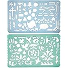 Set of 2 Artistic Drafting Art Templates of Various Shapes and Designs for Artists and Art & Craft Projects