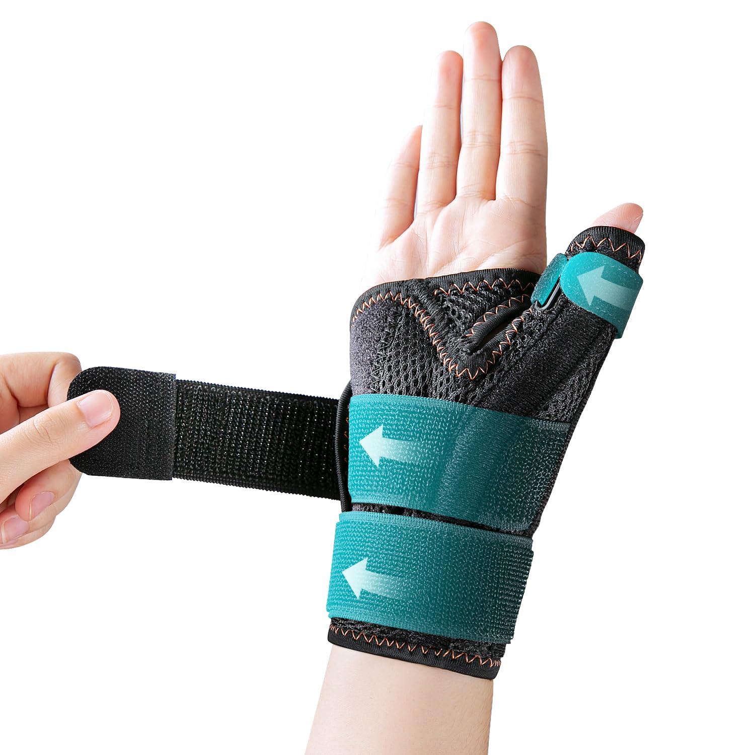 CURECARE Thumb Support for Arthritis, Reversible Thumb Splint for Right & Left Hand, Breathable Thumb Spica Splint for Trigger Thumb, Tendonitis, De Quervain's and Thumb Sprain (Black)